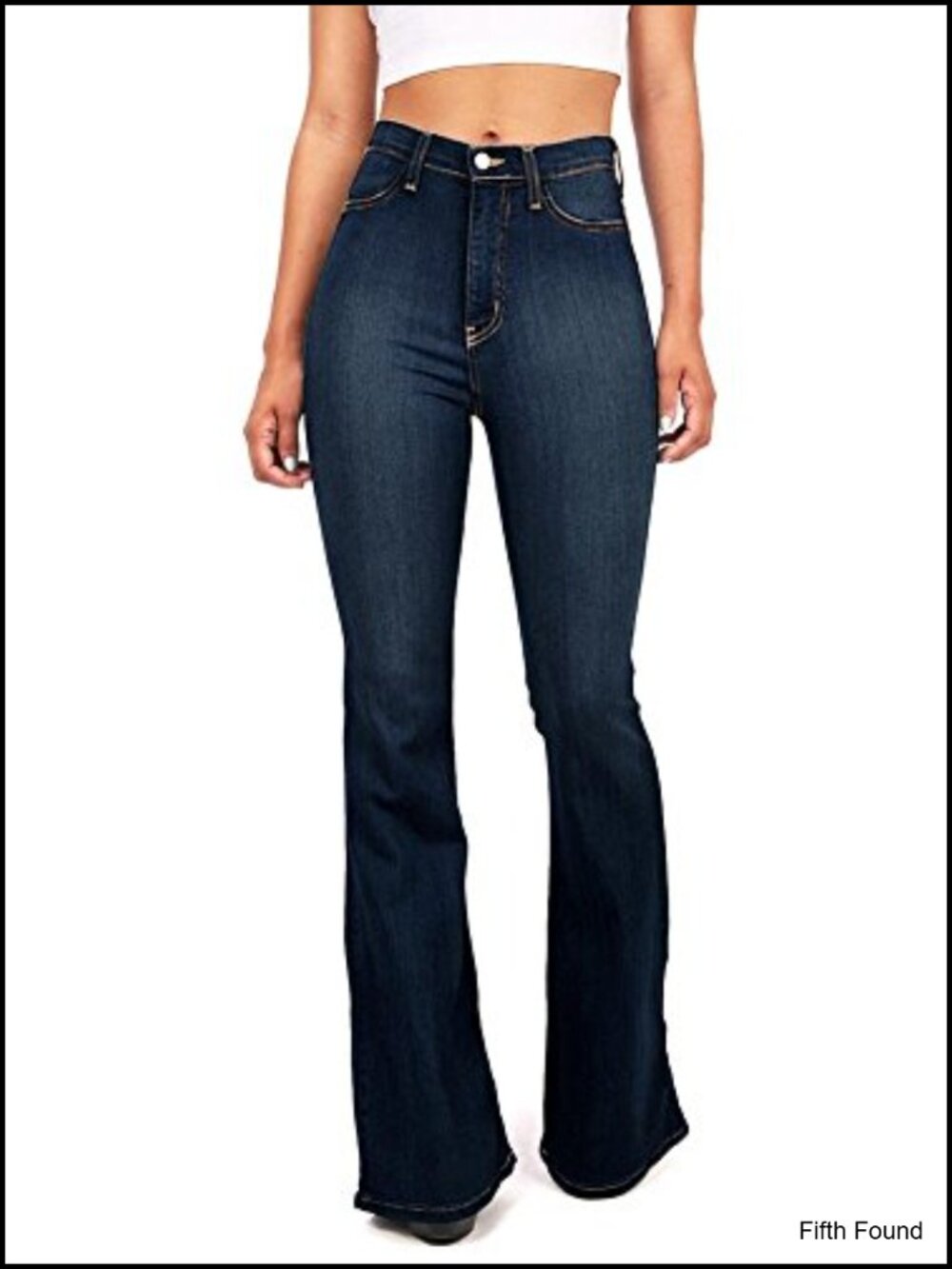 Women's Juniors High Waist Bell Bottom Flared Denim Jeans Stretchy Fitted